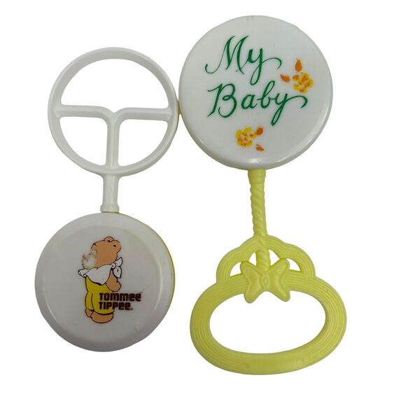 Vintage Baby's First Rattle Stahlwood Toy Made in Hong Kong Tommee Tippee Lot 2 - Picture 1 of 9